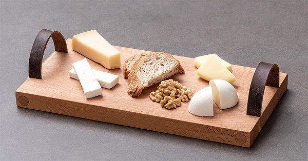 AHŞAP EvPlusDeri kulplu peynir tahtası